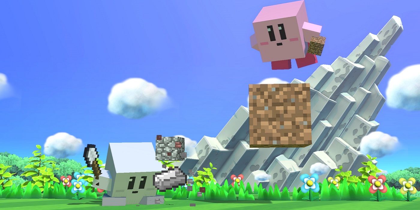 Minecraft Kirby Diggin Blocks Smash Bros
