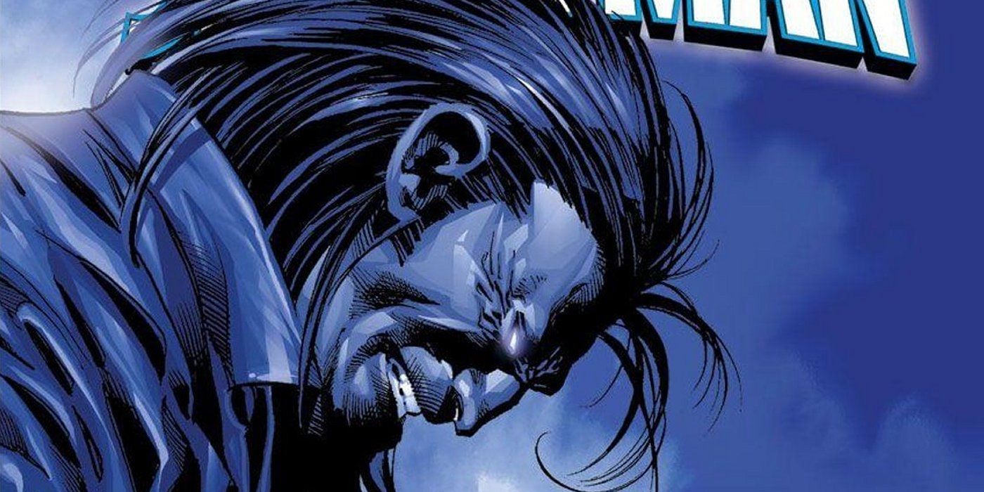 Morlun looking down and crying in Marvel Comics.