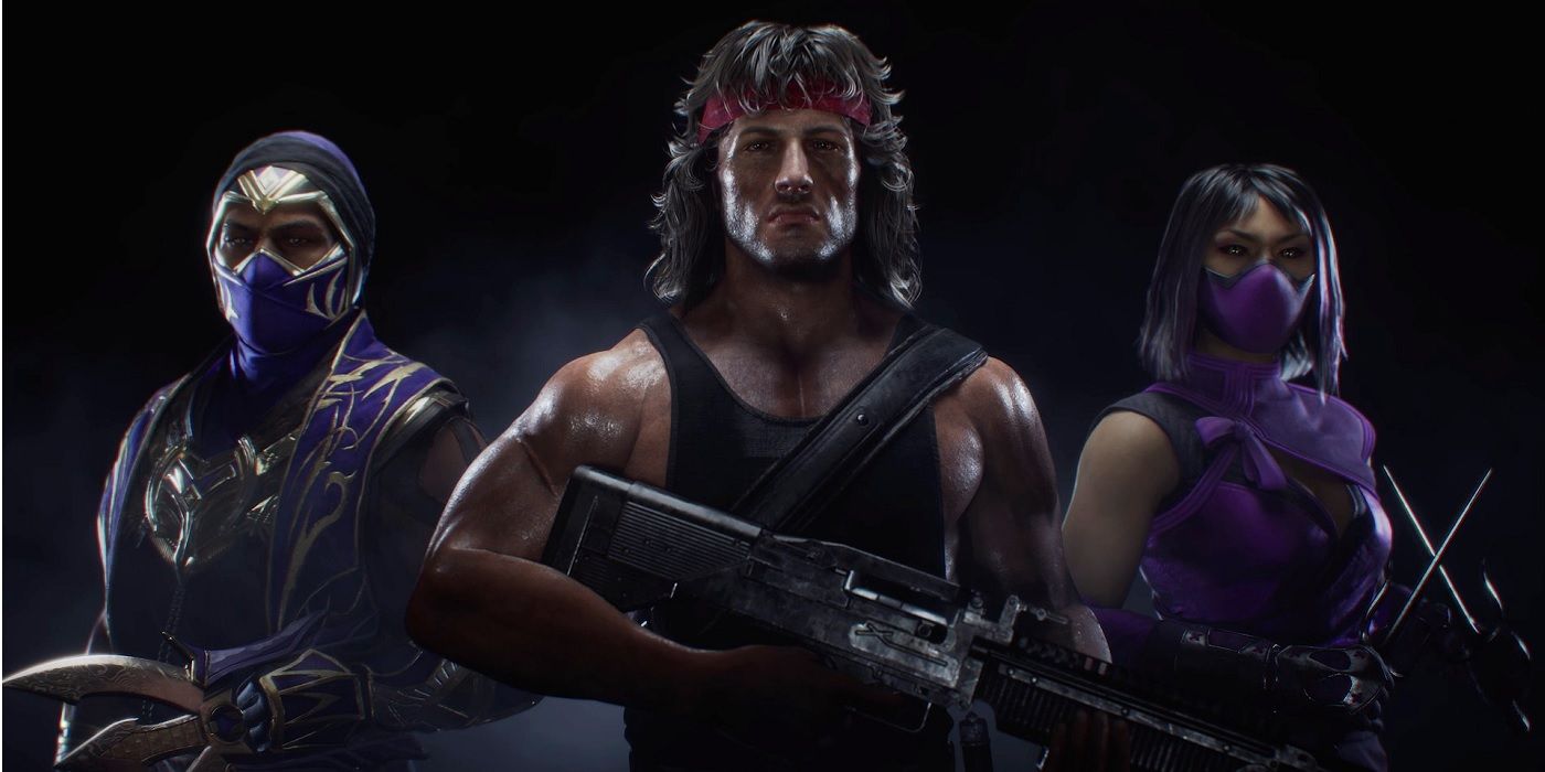 Rambo, Mileena, and Rain from Mortal Kombat 11.