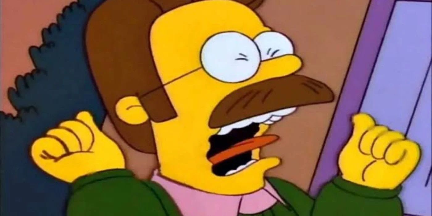 Ned Flanders screaming in The Simpsons