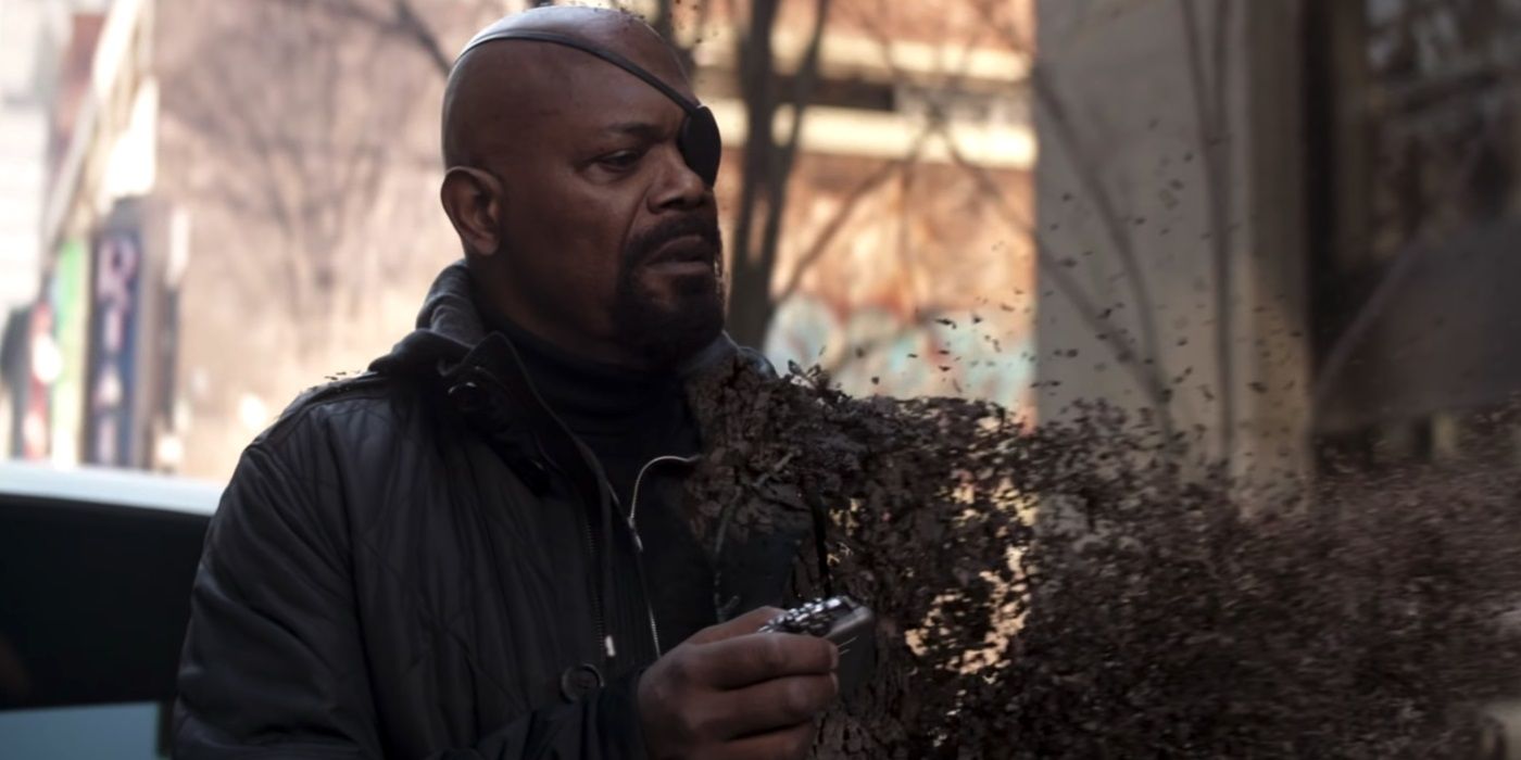 Nick Fury turns to dust in Avengers Infinity War