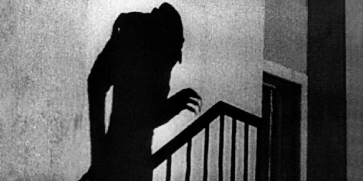 Count Orlock's shadow seen creeping up the stairs in Nosferatu.