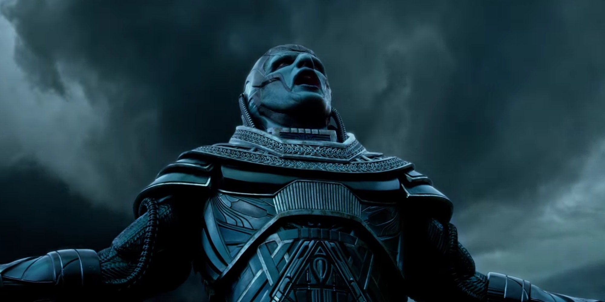 Oscar Isaac crying out in X-Men Apocalypse
