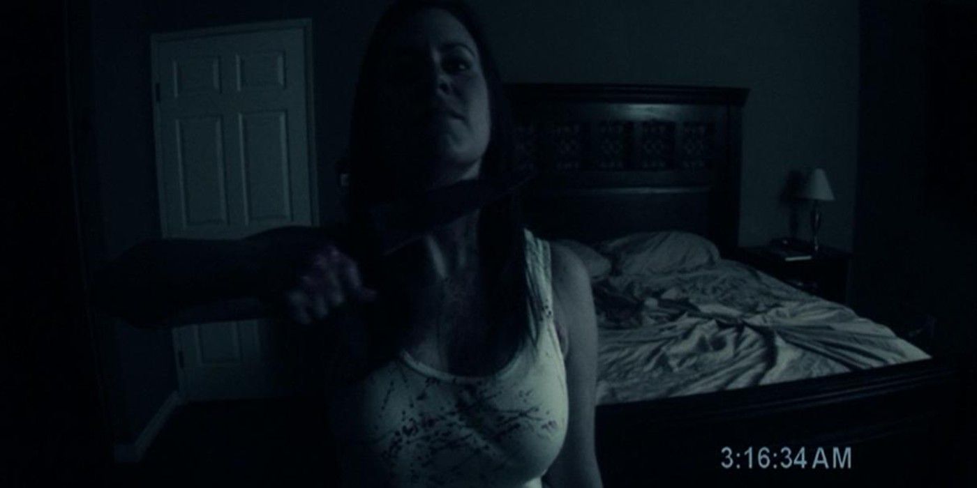 Paranormal Activity Katie holding knife ending