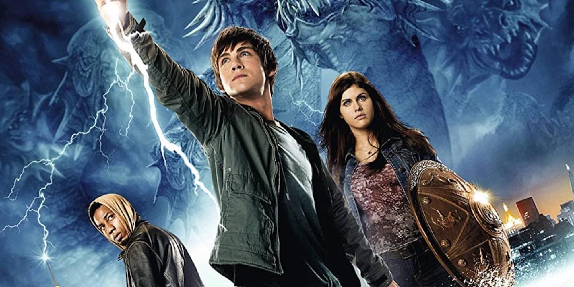 Percy Annabeth and Grover with Lightning Bolt