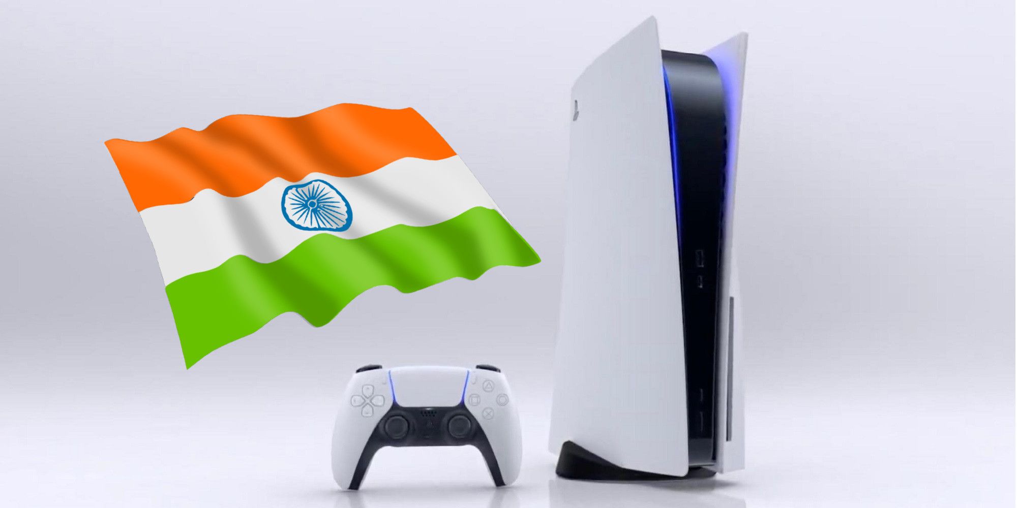 Sony's PlayStation 5 console wth the Indian flag.