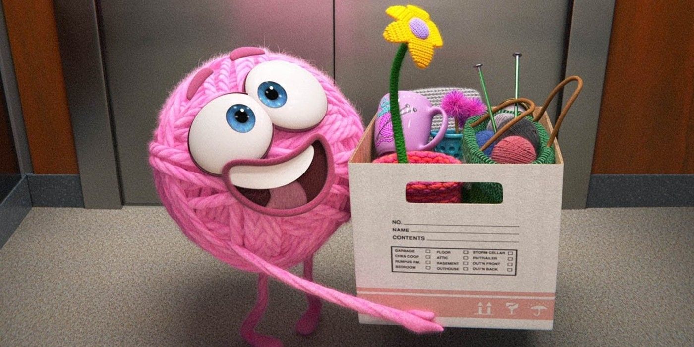 Pixar's Purl holding her box of supplies