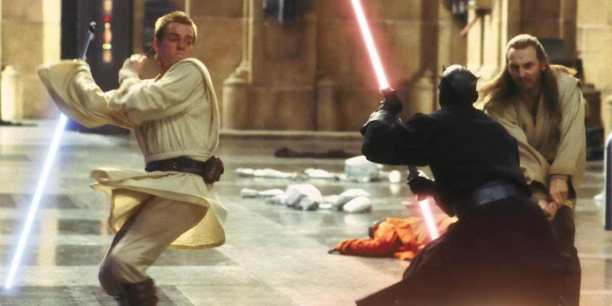 Qui Gon and Obi Wan vs. Maul Cropped