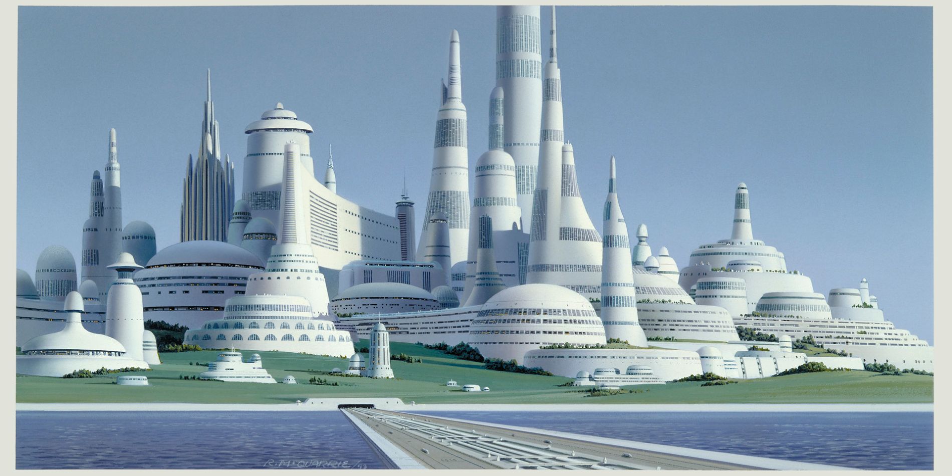 Ralph McQuarrie's Star Wars Concept Art of Alderaan's capital city