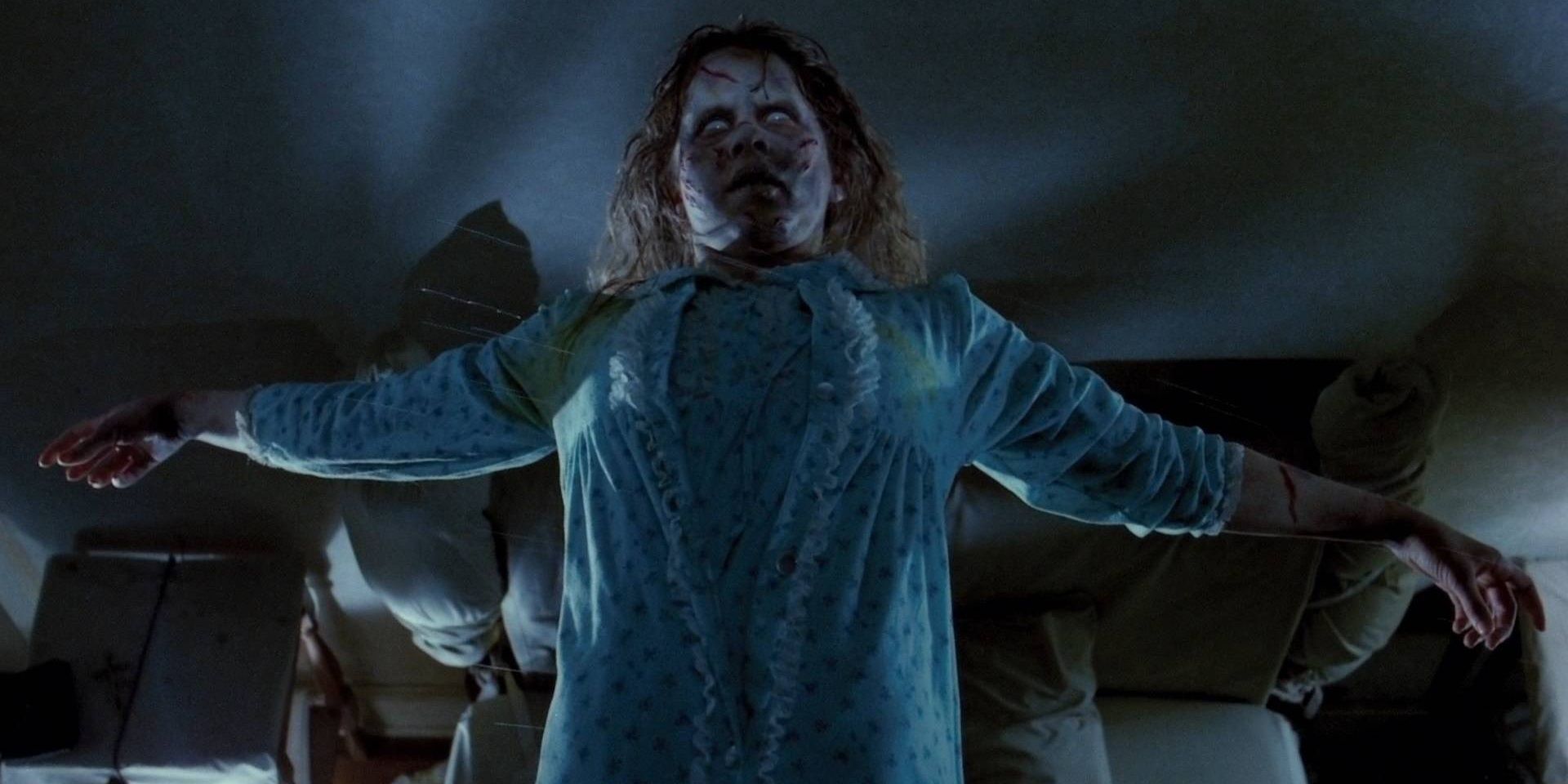 Regan MacNeil hovering above her bed in The Exorcist