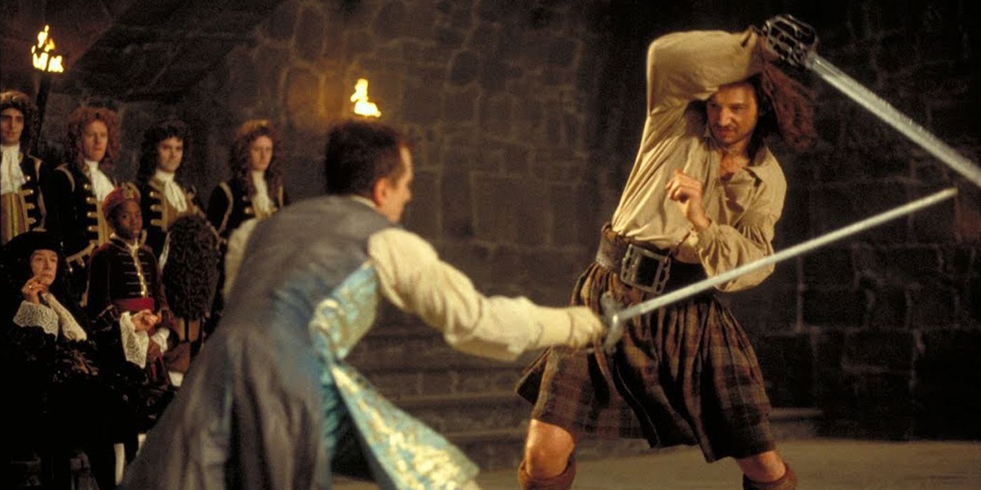 Liam Neeson in a sword fight in Rob Roy.