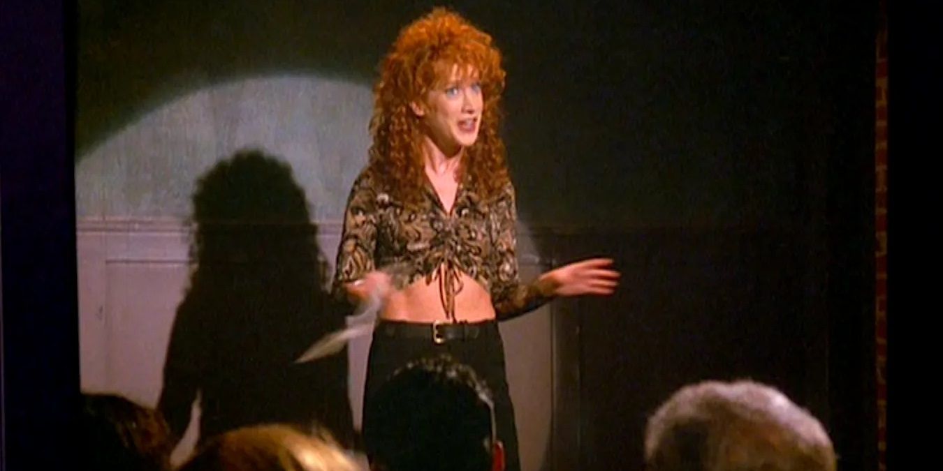 Sally Weaver standing on stage in Seinfeld