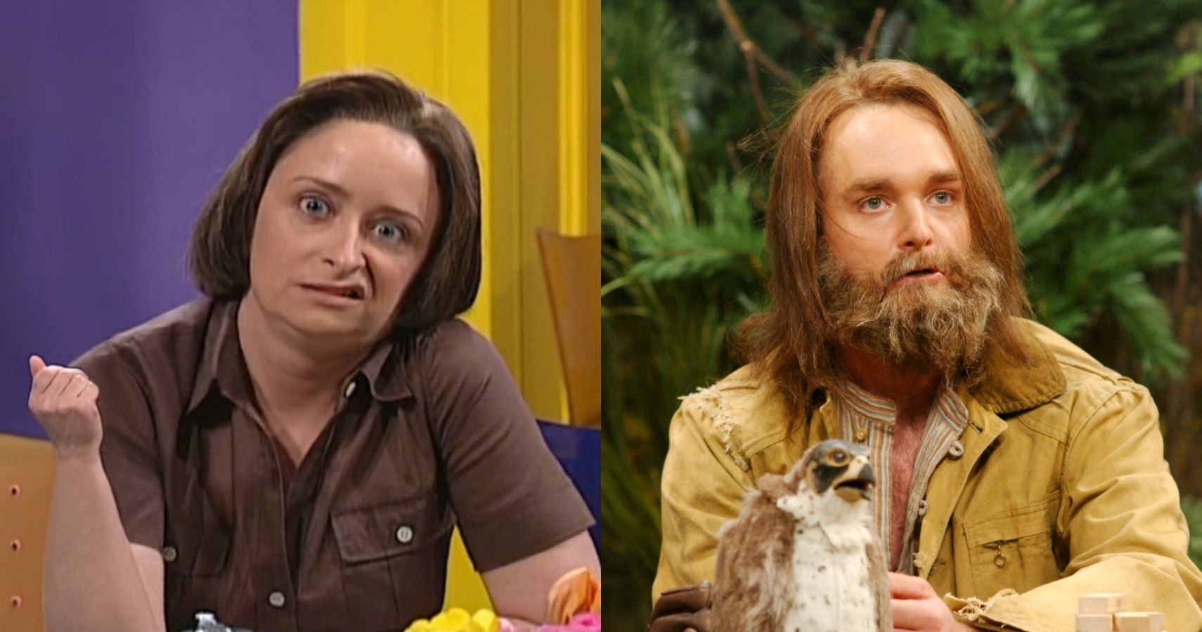 A collage of Debbie Downer and The Falconer from Saturday Night Live