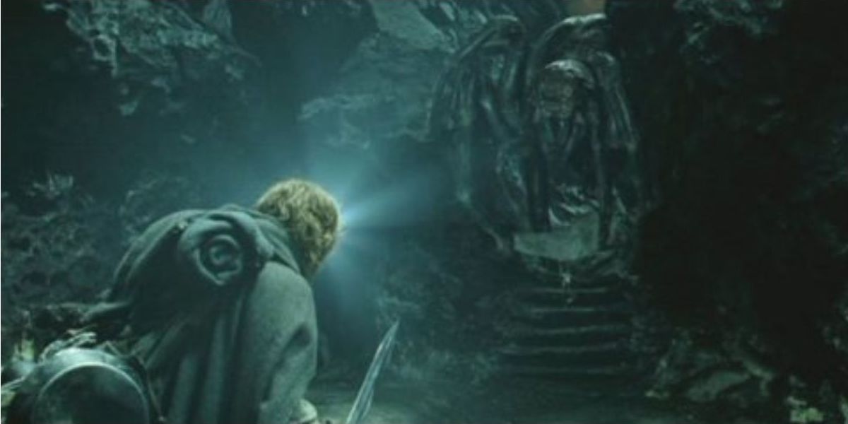 Sam battling Shelob