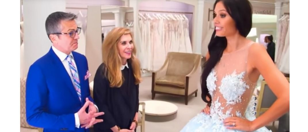 Bride wearing cut-out dress with Randy Fenoli on &quot;Say Yes to the Dress.&quot;