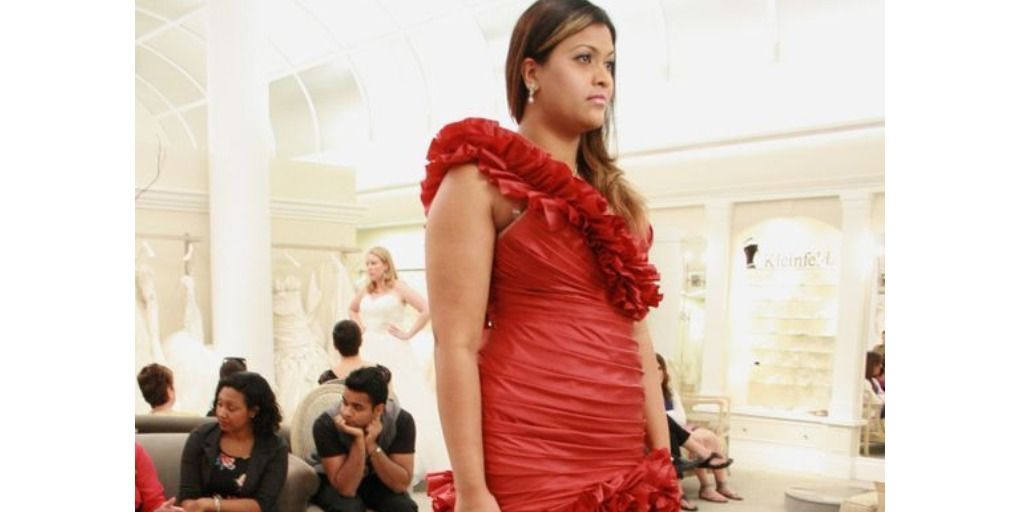 Bride wearing a red dress on &quot;Say Yes to the Dress.&quot;