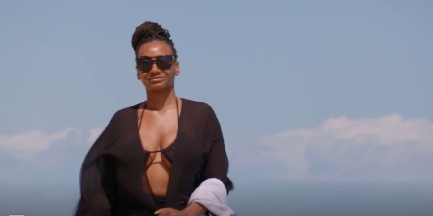 Brittany Banks 90 Day Fiancé in black swimsuit