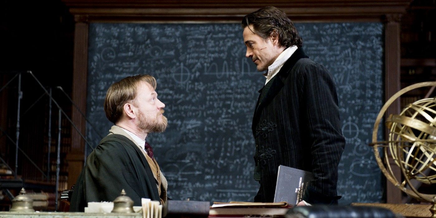 Sherlock meets Moriarty in his classroom in Sherlock Holmes: A Game of Shadows