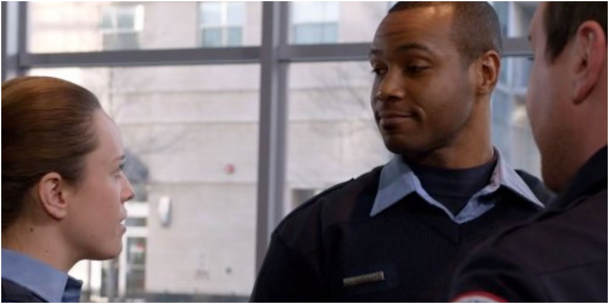 A screenshot of Isaiah Mustafa&rsquo;s Danny confronting his partner Therese (Jessica McNamee) in Sirens