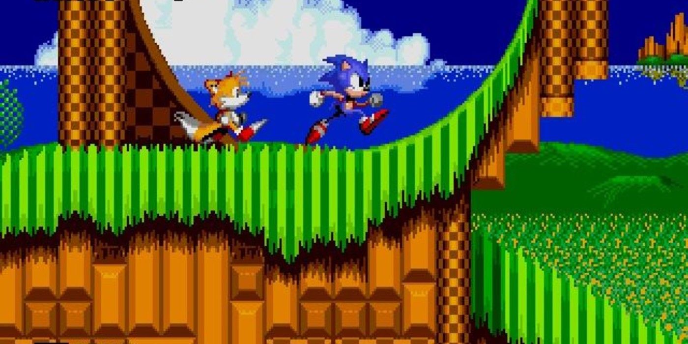 Sonic and Tails run through green hill zone in Sonic The Hedgehog 2