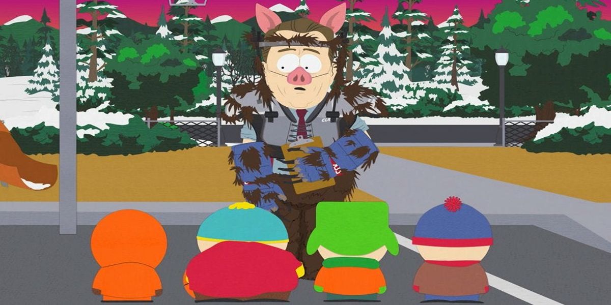 Al Gore dressed as &quot;ManBearPig&quot; on an episode of South Park.