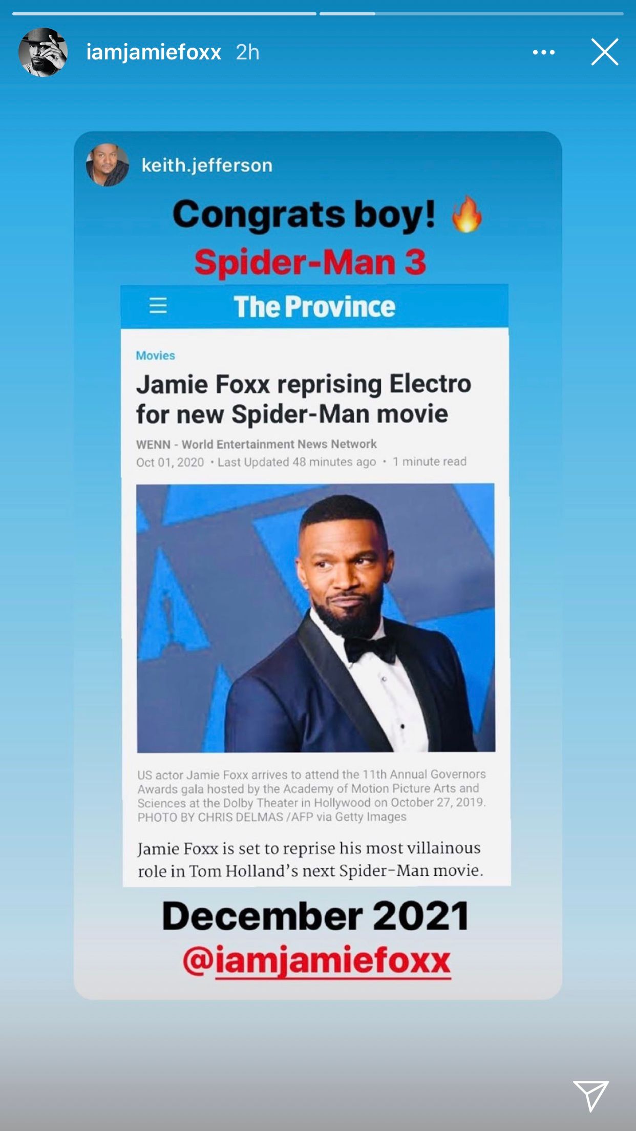 Jamie Foxx Confirms Electro Return In Marvel’s Spider-Man 3