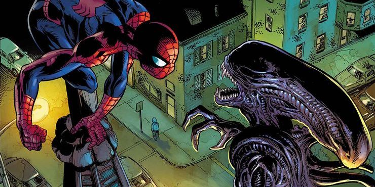Spider-man versus alien comic book variant cover art