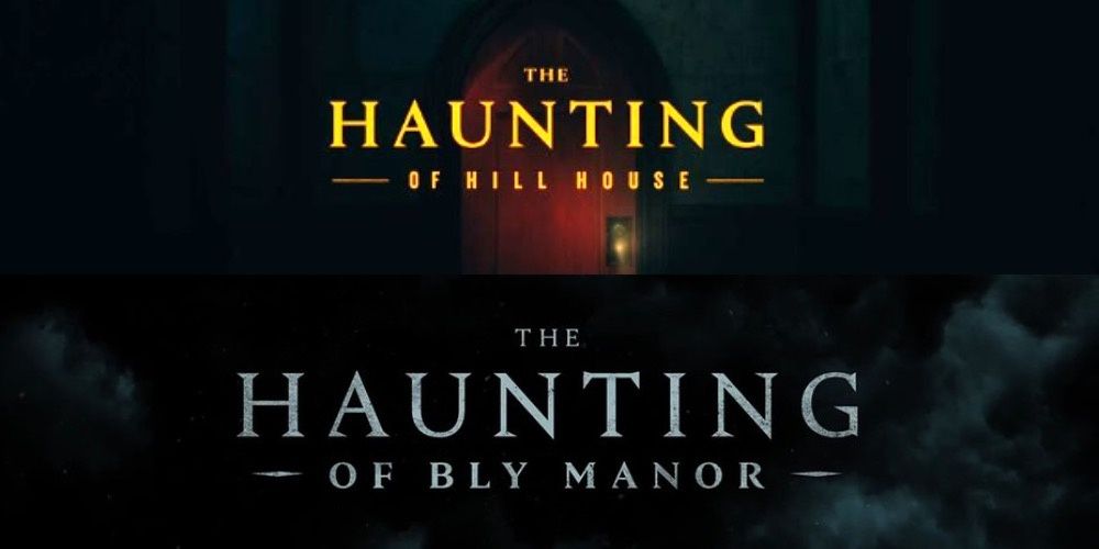 Split image of Haunting of HillHouse and Bly Manor title cards