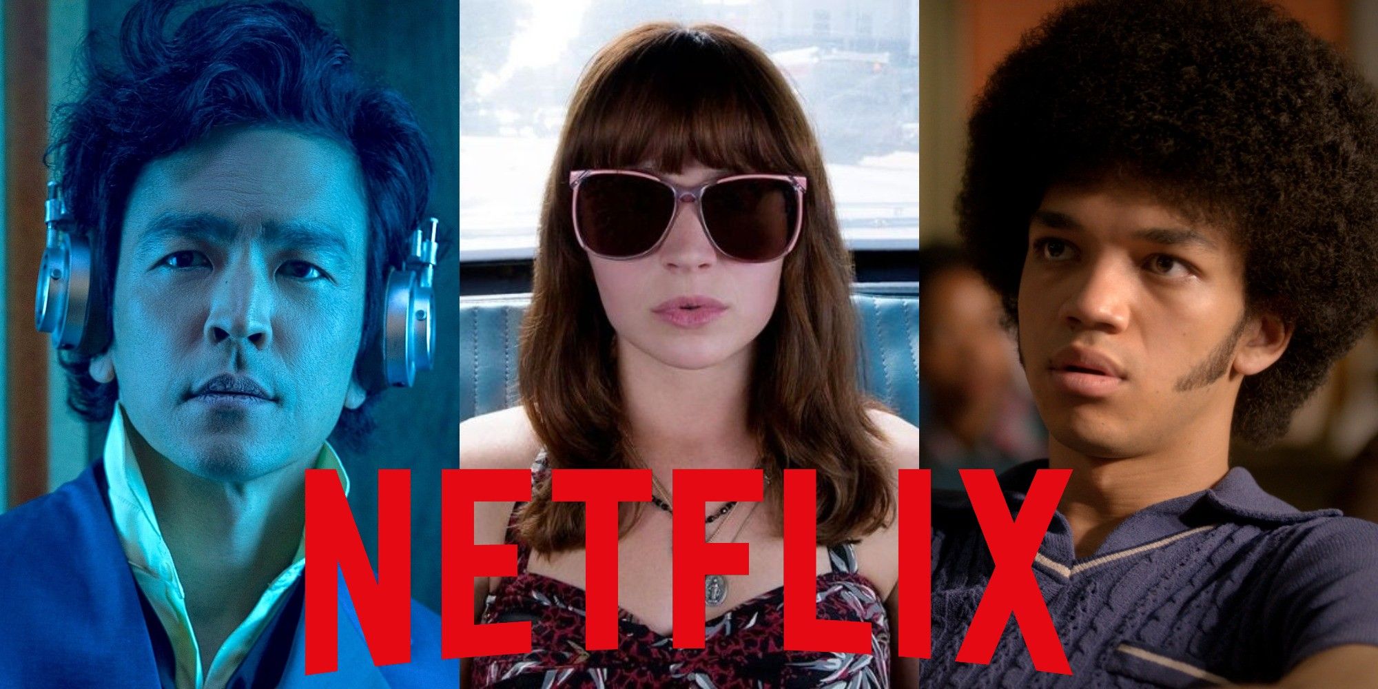 Split image of Netflix Cowboy Bebop, Girlboss and The Get Down characters