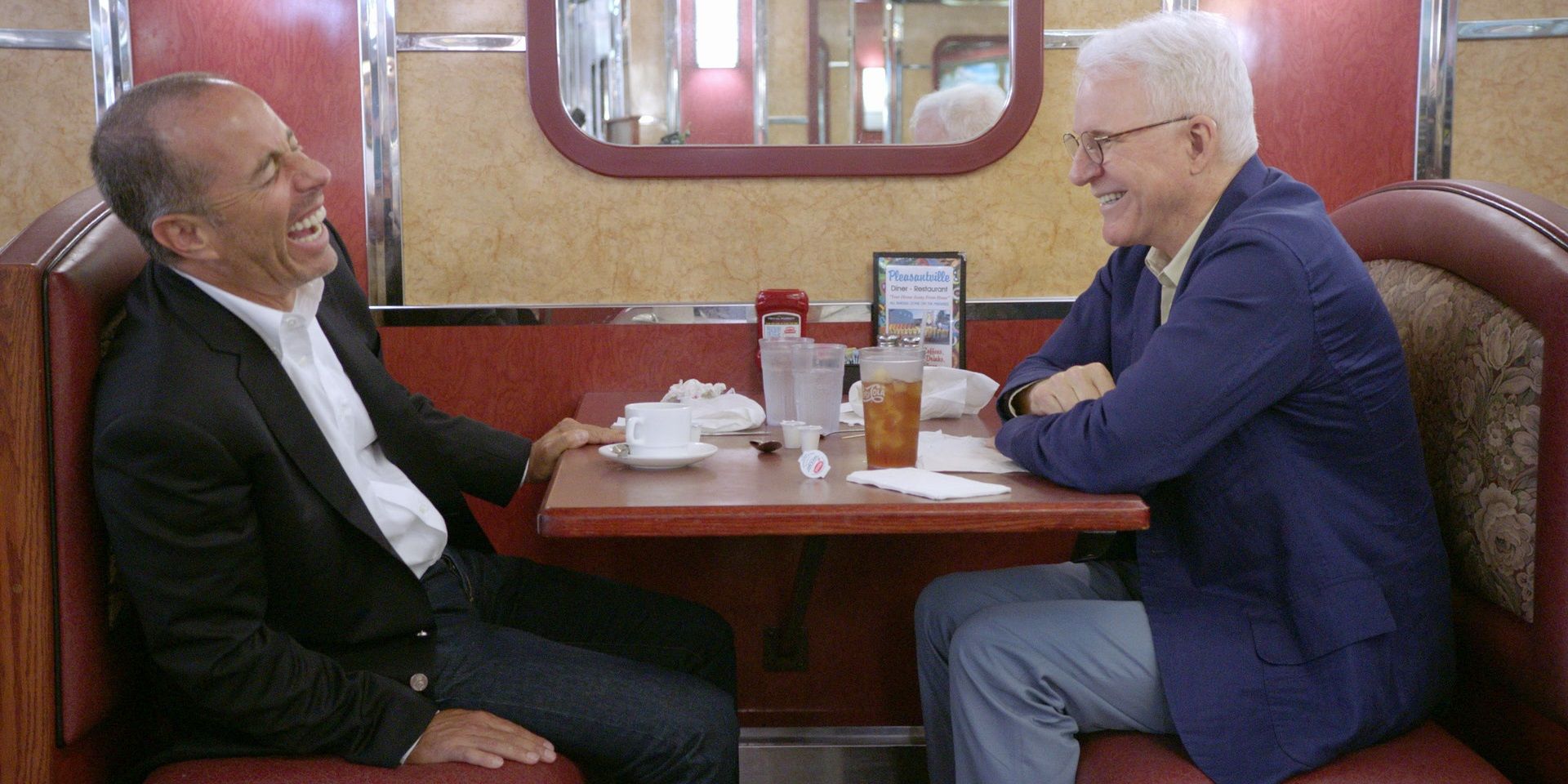 Steve Martin and Jerry Seinfeld sit in a diner on Comedians in Cars Getting Coffee