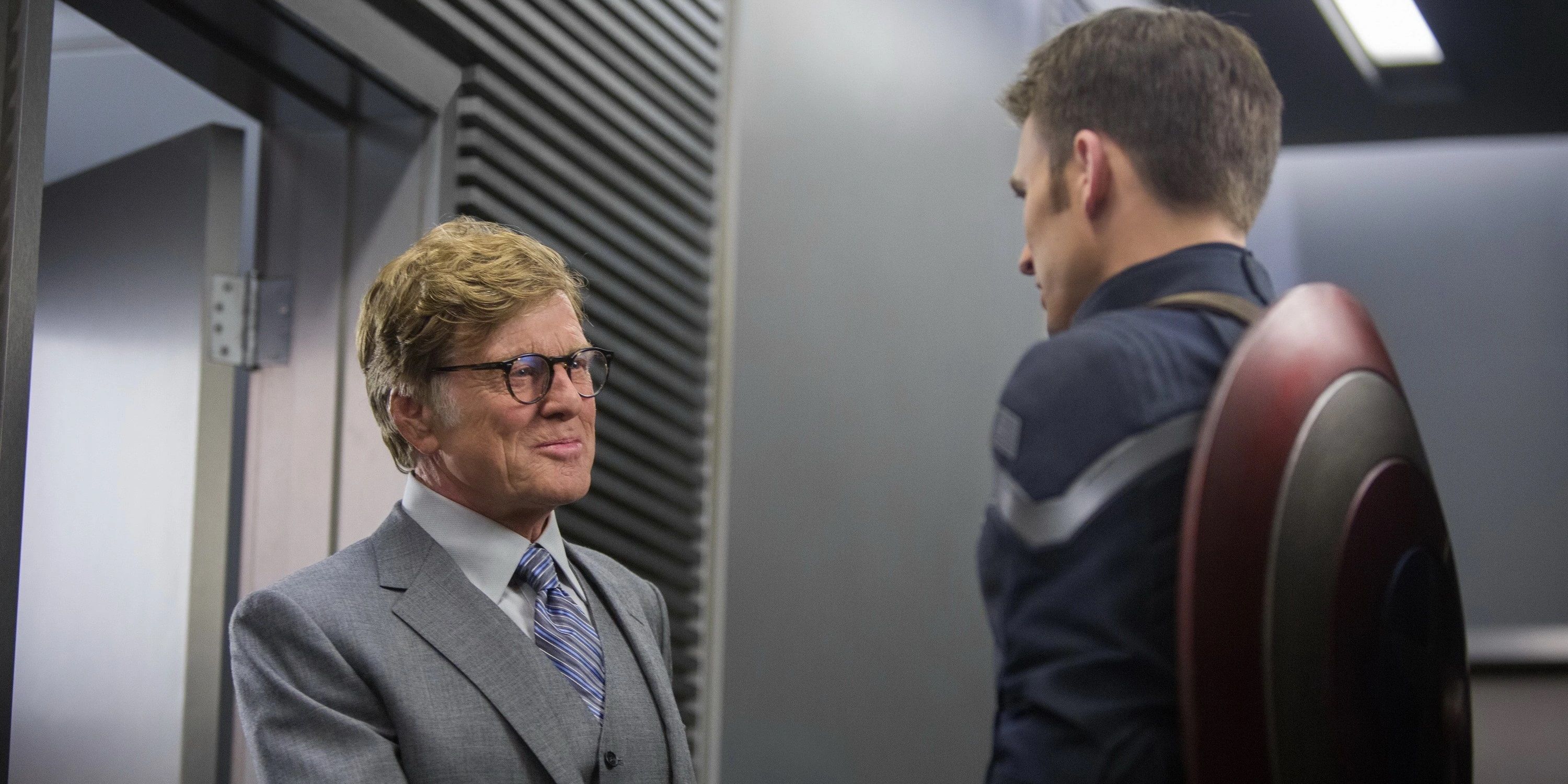 Steve Rogers and Alexander Pierce talk in Captain America The Winter Soldier