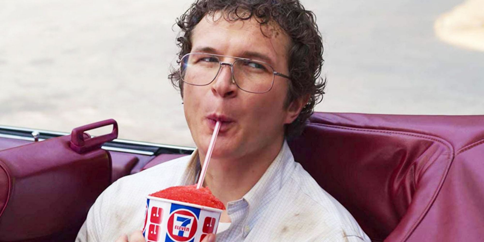 A screenshot of Dr. Alexei sipping his new cherry Slurpee in Stranger Things