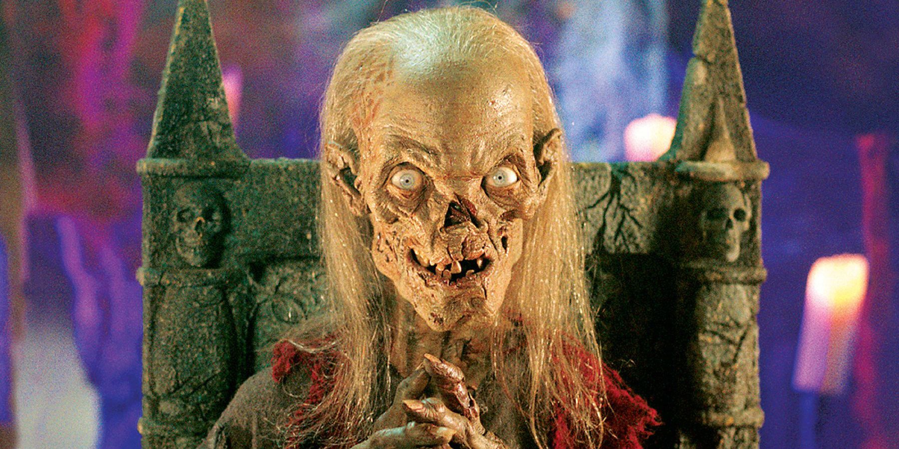 The Cryptkeeper on a chair in Tales From The Crypt