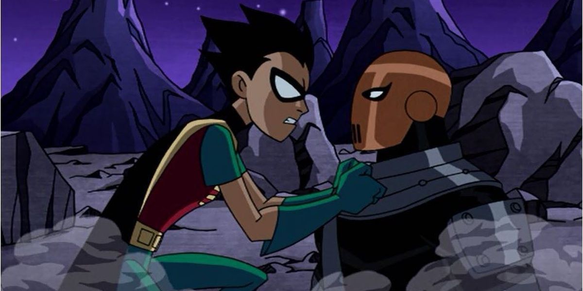 Robin confronts Slade in Teen Titans