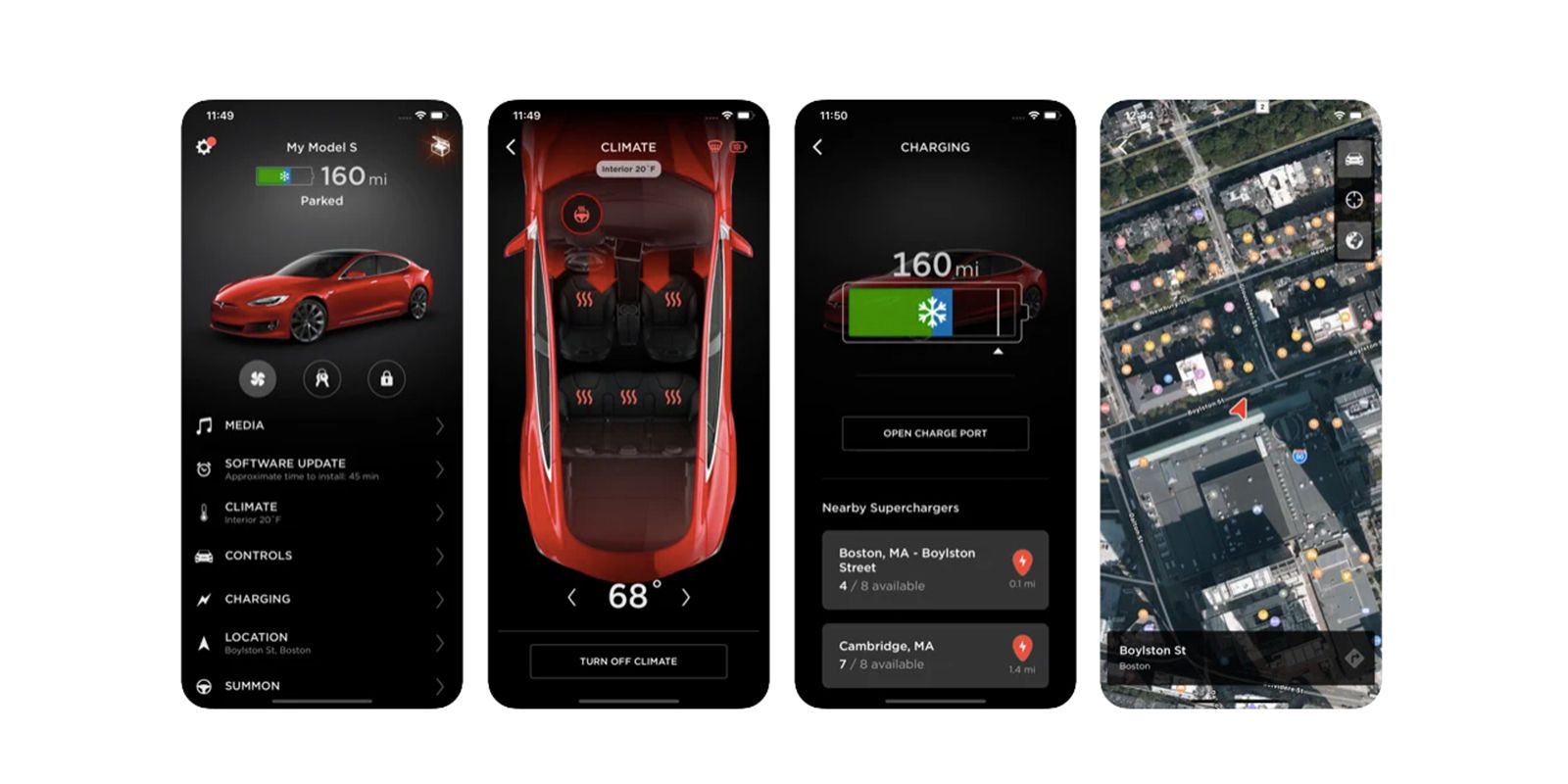 Tesla App screenshots