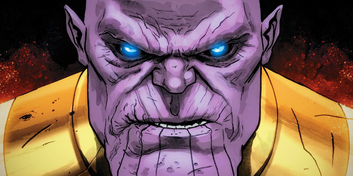 Thanos Face in Comics With Glowing Eyes