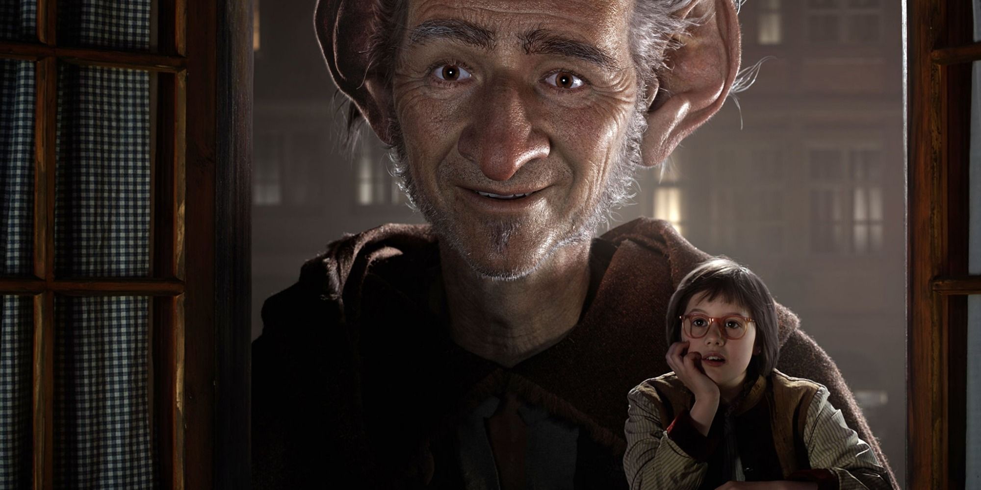 Mark Rylance's The BFG and Ruby Barnhill's Sophie witnessing a dream in The BFG (2016).