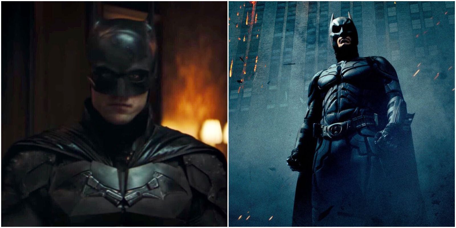Robert Pattinson in The Batman and Christian Bale in The Dark Knight