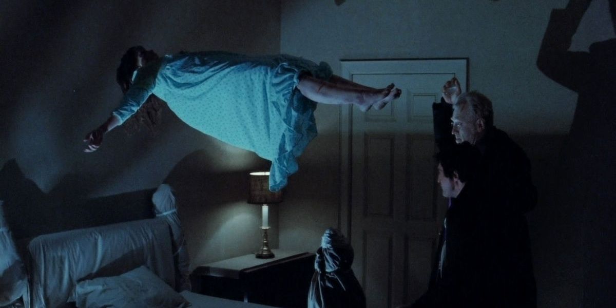 Regan floats off the bed in The Exorcist
