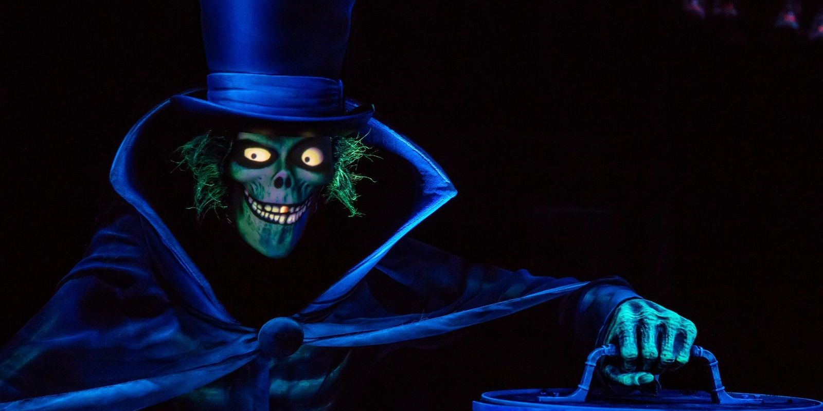 The Hatbox Ghost in The Haunted Mansion Looking Creepy.