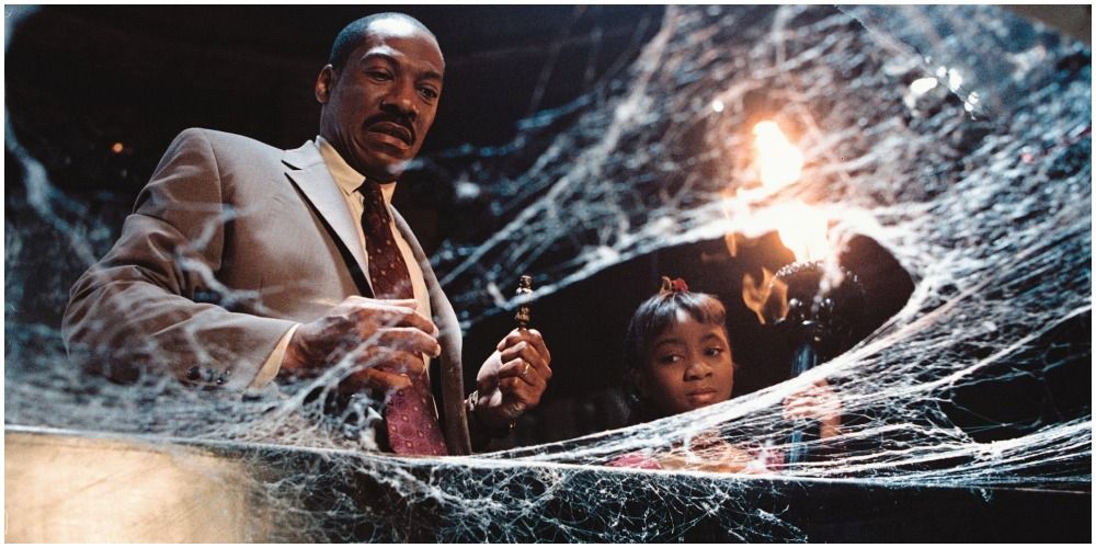 Man And Girl Looking At Spiderweb