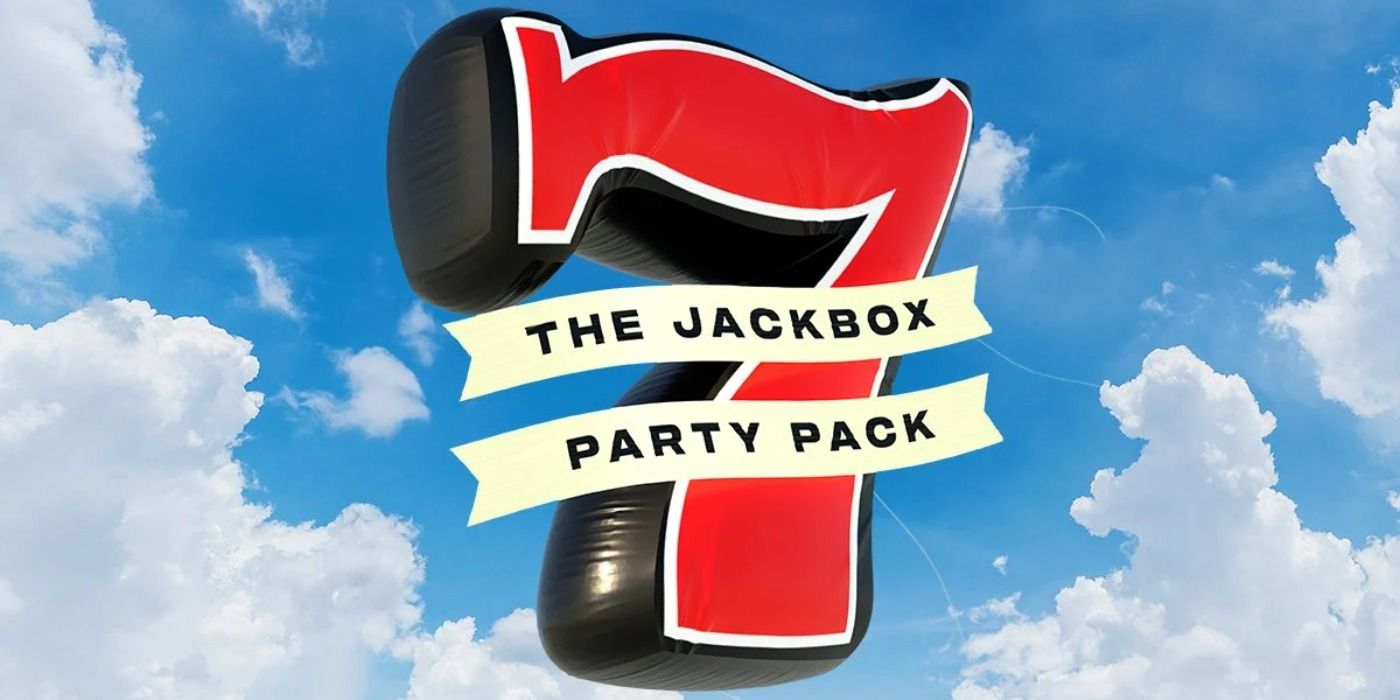 A capa Jackbox Party Pack 7, com o título do jogo em frente a uma paisagem do céu.