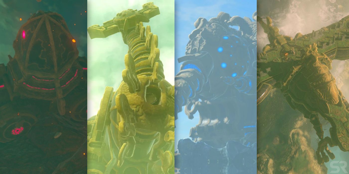 a collage showing all four divine beasts from Zelda Breath of the Wild