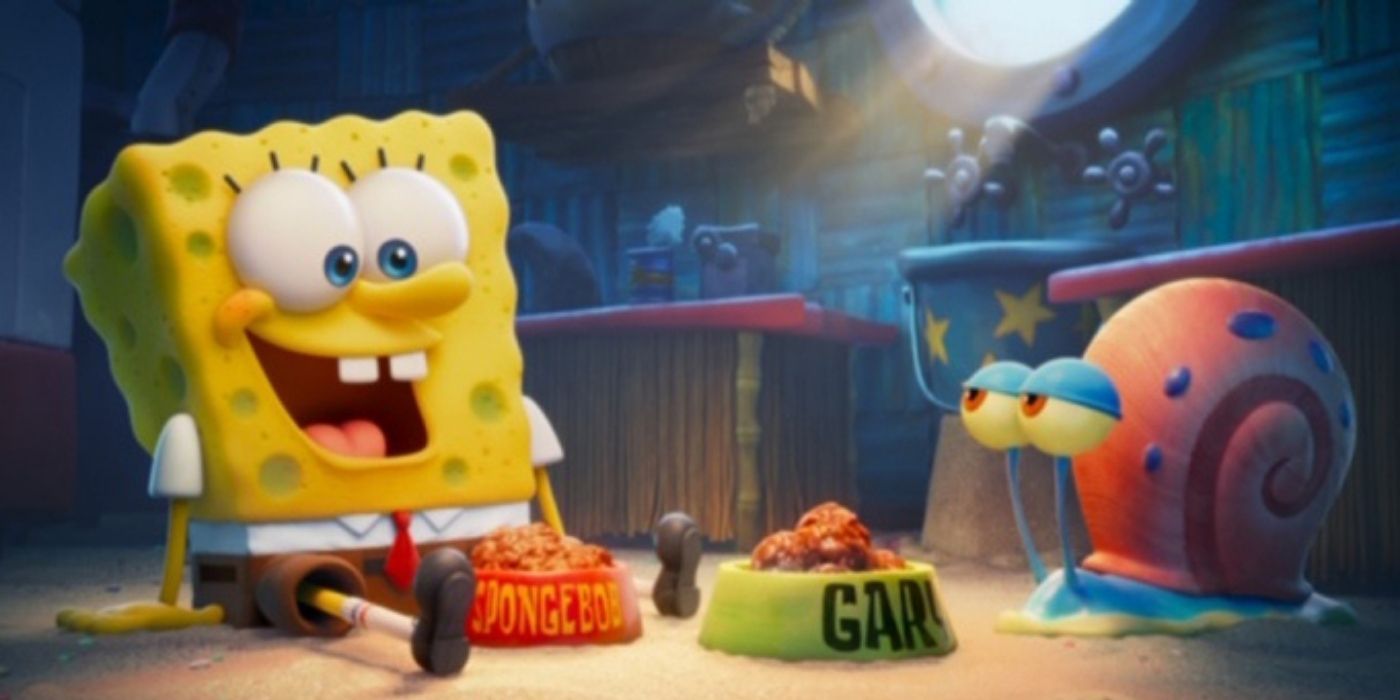 SpongeBob and Gary in The SpongeBob Movie Sponge on the Run