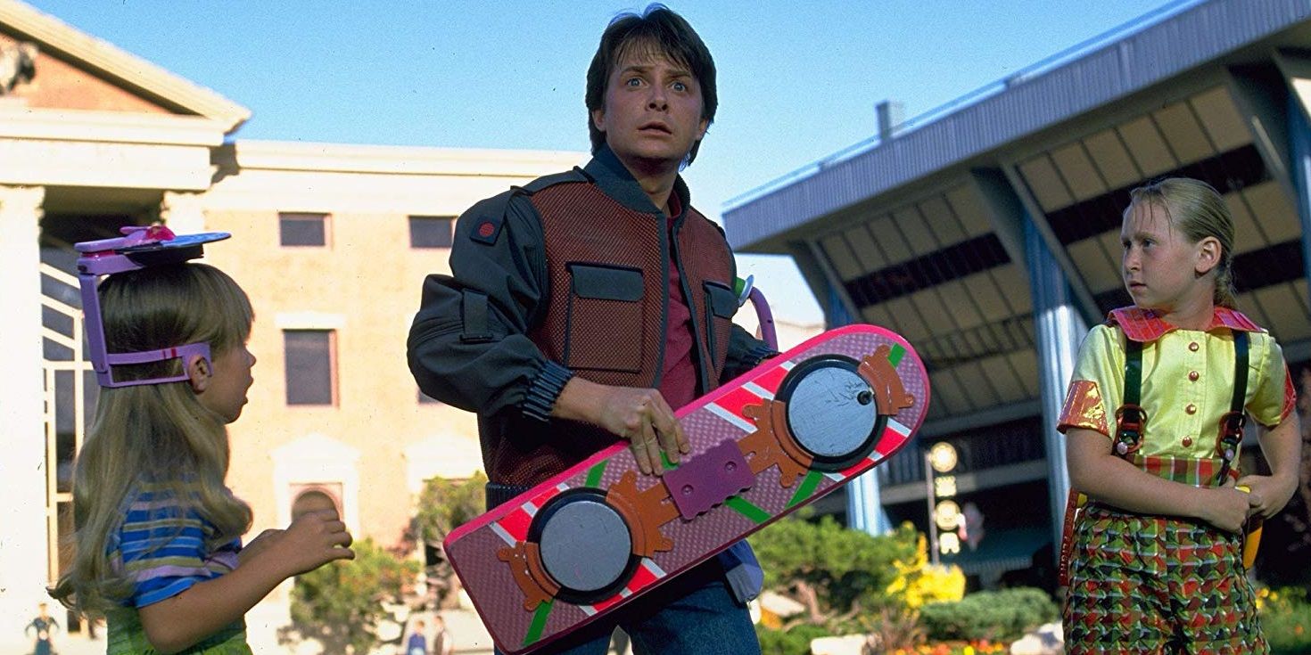 Marty with a hoverboard in Back to the Future Part II