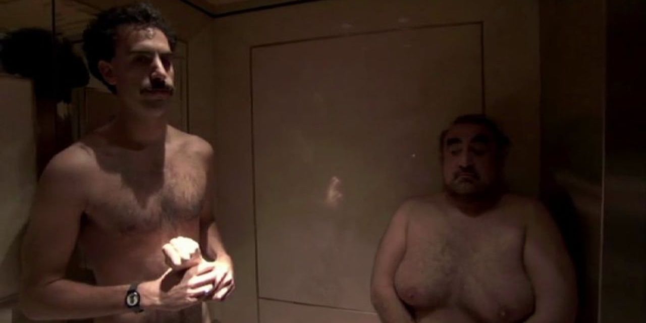 The naked hotel fight in Borat