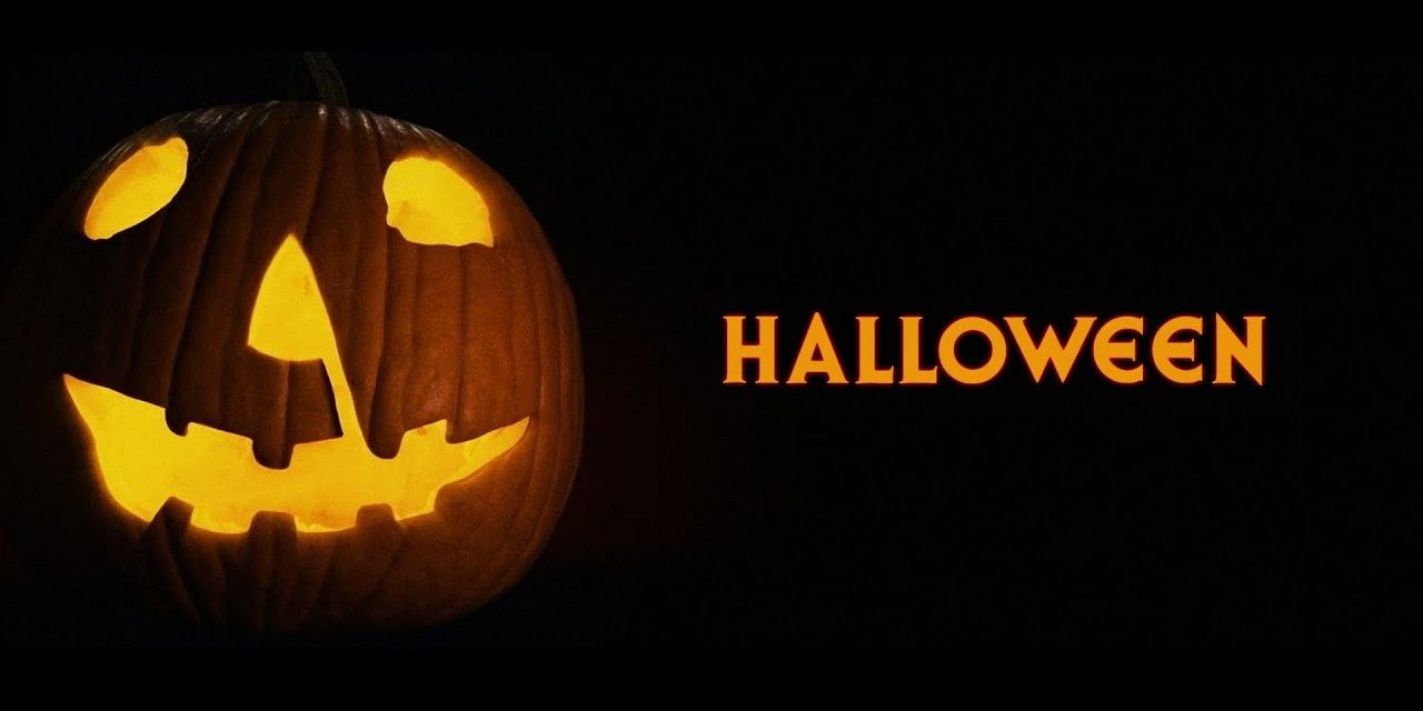 The opening credits of Halloween featuring the Jack o Lantern