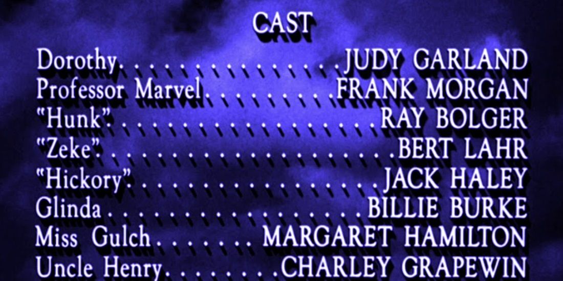 The opening titles of The Wizard of Oz