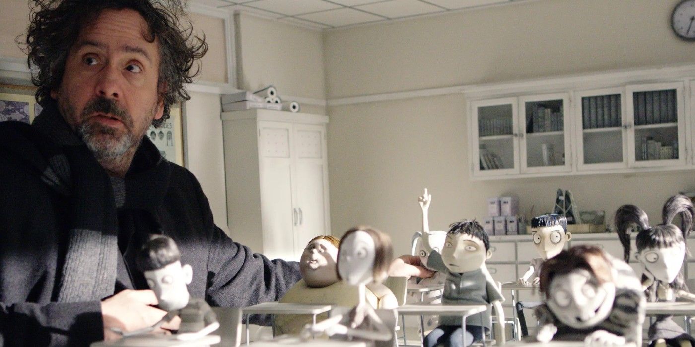 Tim Burton working with Frankenweenie miniatures