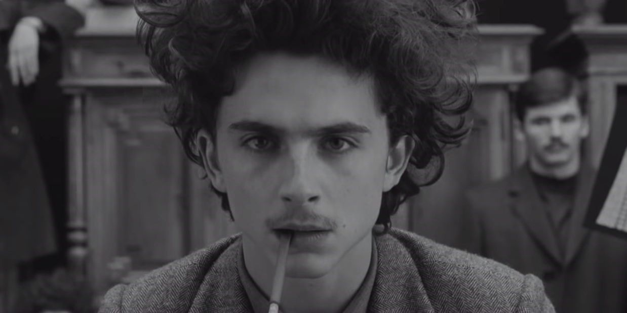 Timothee Chalamet smoking in The French Dispatch